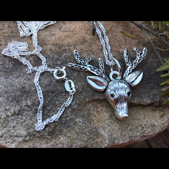 Christmas reindeer deer silver 925 necklace 20” or stainless steel - Picture 12 of 14
